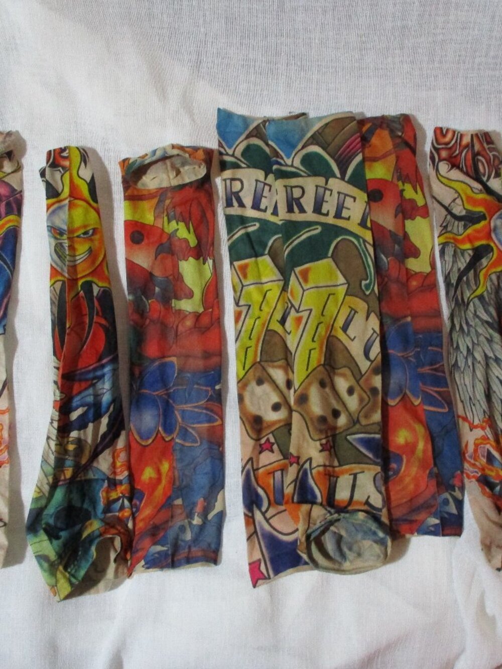 Set of 8 TATTOO SLEEVE BIKER Lot 16" SKULL ROSE FREEDOM Star Tribal Dice Claw